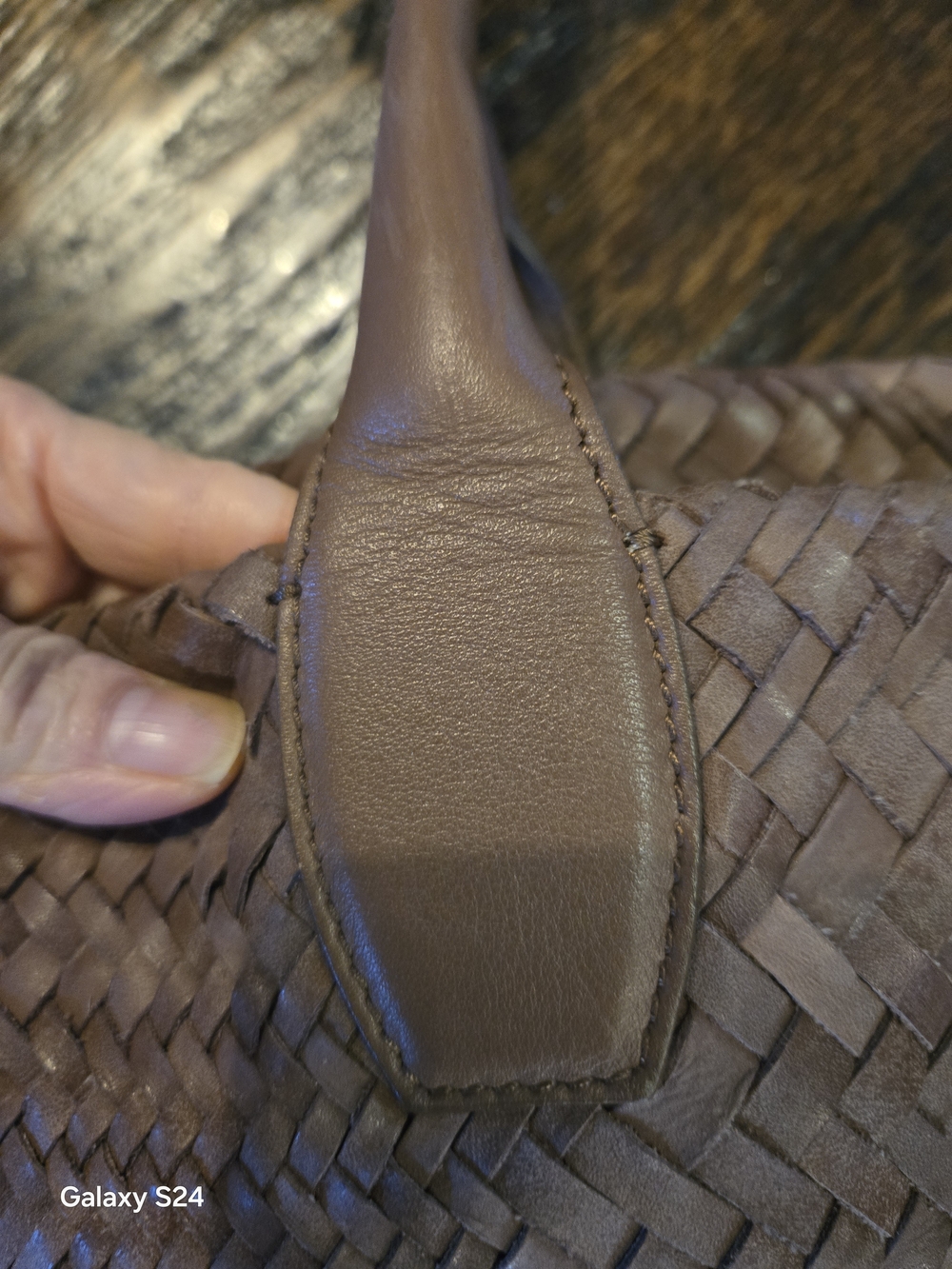 Woven Shoulder Tote Bag in Brown - Picture 6 of 10